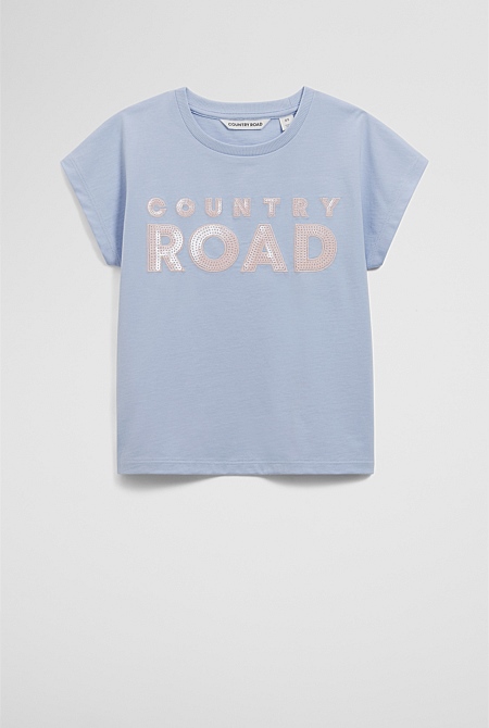 Organically Grown Cotton Sequin Logo T-Shirt