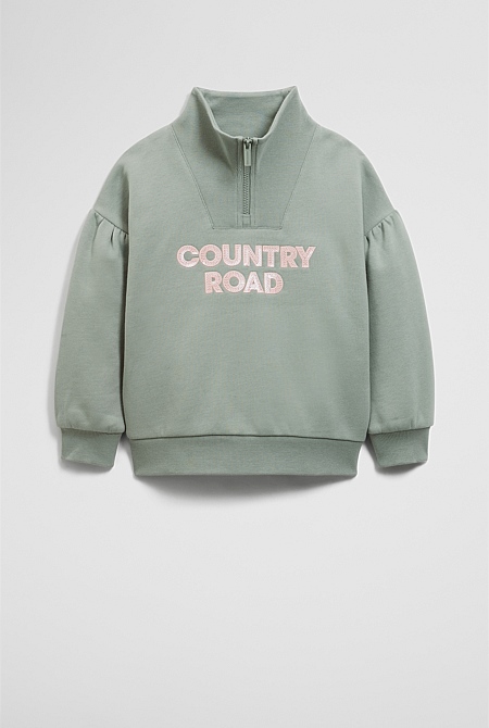 Australian Cotton Blend Sequin Half Zip Sweat