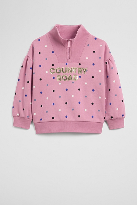 Australian Cotton Blend Star Half Zip Sweat