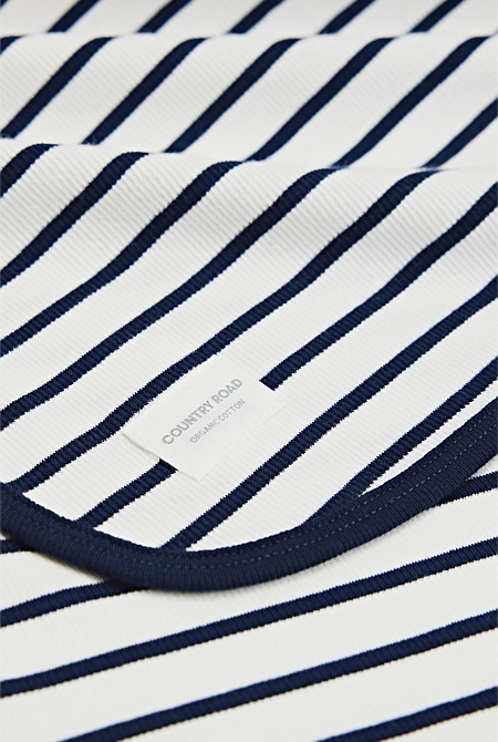 Organically Grown Cotton Stripe Rib Blanket