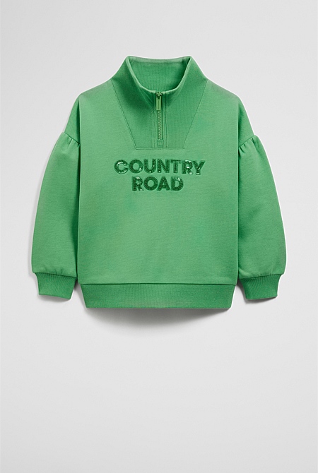 Australian Cotton Blend Sequin Half Zip Sweat