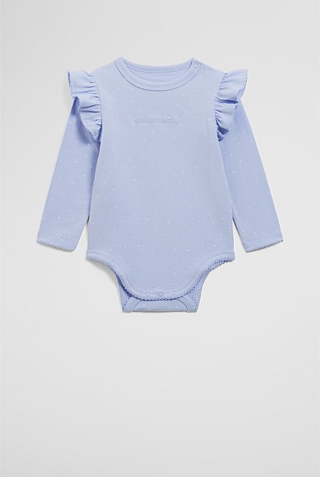 Frill Long Sleeve Logo Bodysuit
