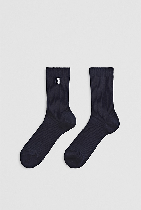 Australian Cotton Blend CR Ribbed Three Quarter Crew Sock