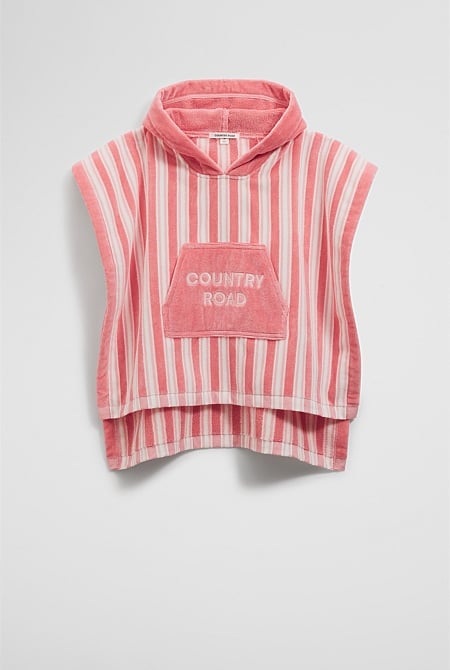 Cotton Stripe Logo Poncho