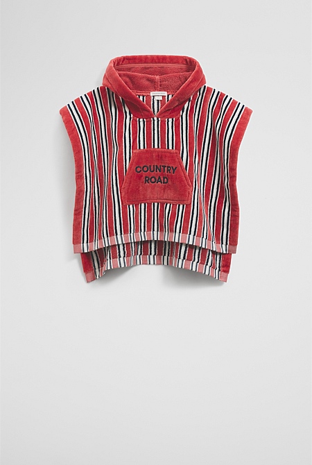 Cotton Stripe Logo Poncho
