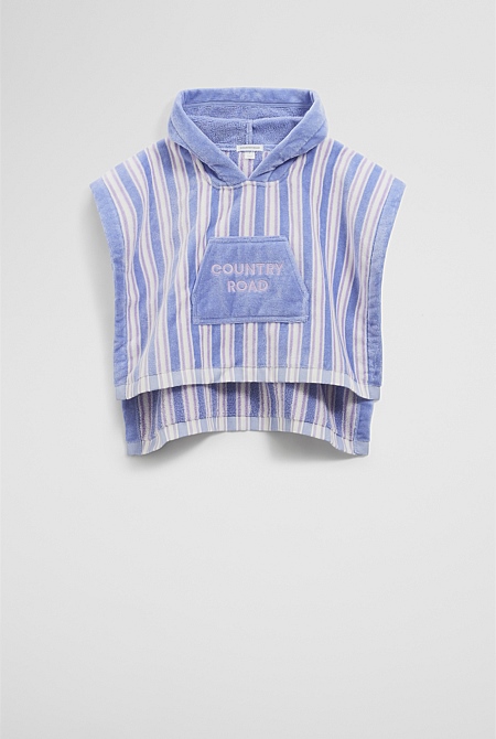 Cotton Stripe Logo Poncho