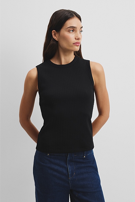 Australian Cotton Blend Fitted Rib Tank