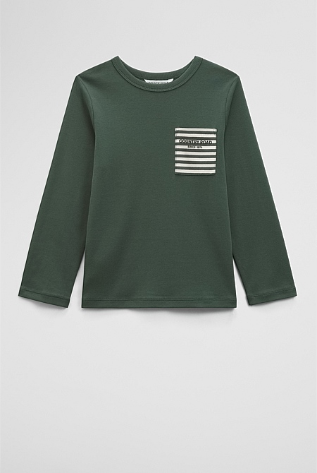 Cotton Long Sleeve Pocket T-Shirt