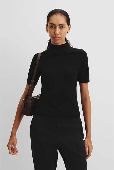 Short Sleeve Wool Silk Knit