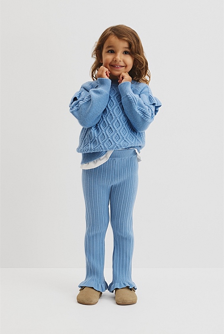 Organically Grown Cotton Blend Rib Knit Pant