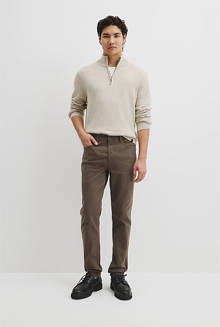 Tapered Fit Brushed Five Pocket Pant
