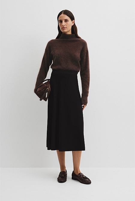 Black Compact Knit Skirt - Winter Shop | Country Road