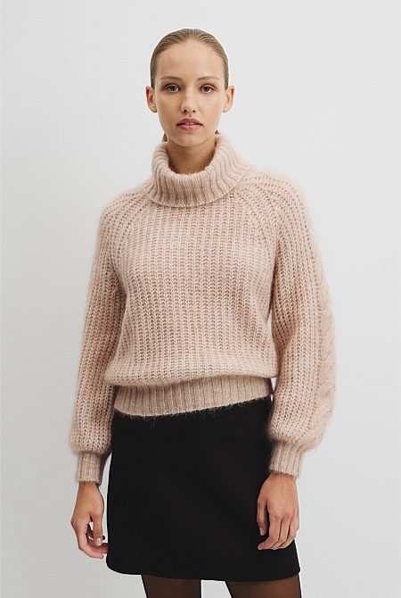 Lofty Merino Wool Funnel Neck Knit