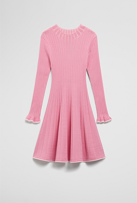 Organically Grown Cotton Ruffle Knit Dress
