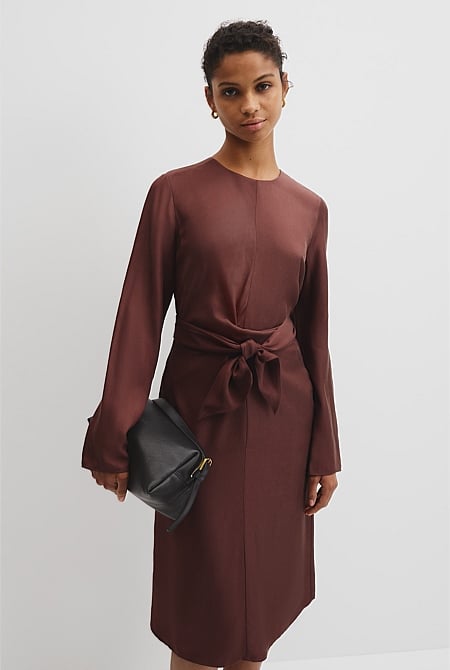 country road long sleeve dress Midi Dress Country Road Wrap Linen Dress Romantic Linen Dress For Women, Long  Sleeve Linen Dress,