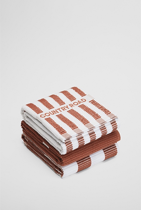 CR Stripe Australian Cotton Tea Towel Pack of 3