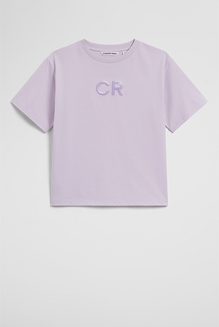 Organically Grown Cotton Short Sleeve Sequin Logo T-Shirt