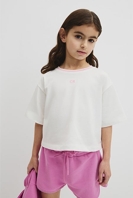 Australian Cotton Short Sleeve Crop Boxy T-Shirt