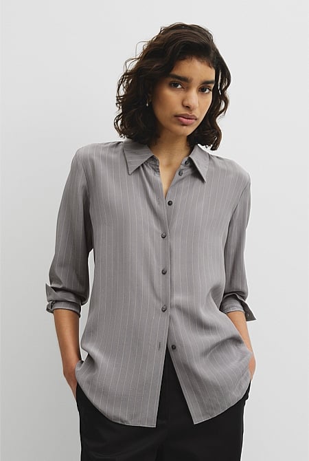 Pinstripe Silk Shirt