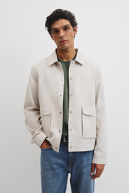 Lin Cut Out Blend Bttn Jacket