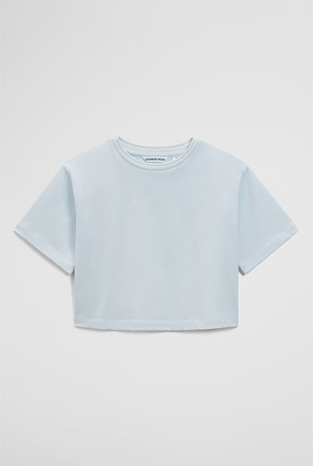 Australian Cotton Short Sleeve Crop Boxy T-Shirt Australian Cotton Short Sleeve Crop Boxy T-Shirt