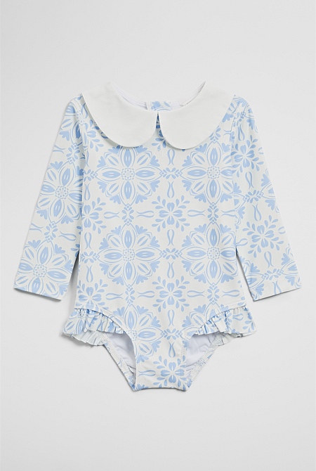 Long Sleeve Spot One Piece Swimsuit