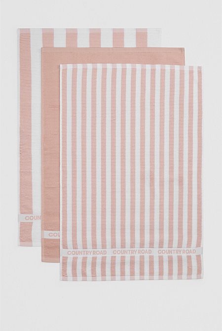 CR Stripe Australian Cotton Tea Towel Pack of 3