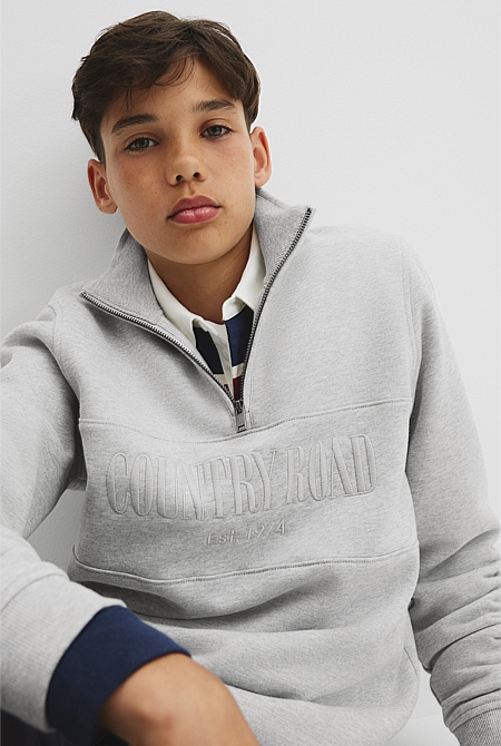 Teen Australian Cotton Heritage Half Zip Sweat