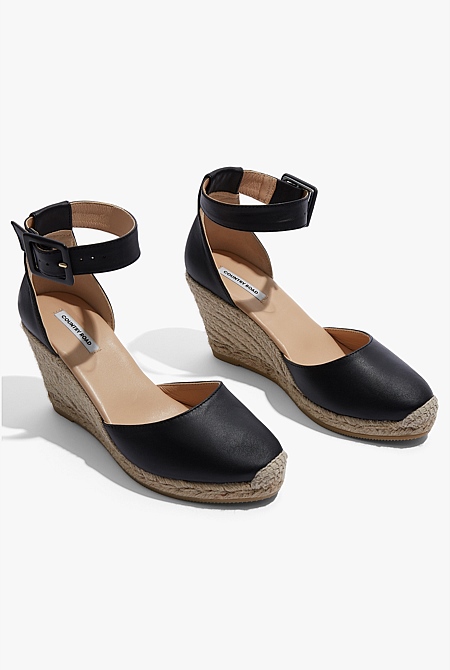 Carolina Leather Espadrille Wedge