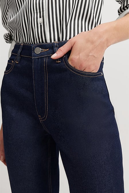 Australian Cotton Blend High Rise Straight Leg Jean