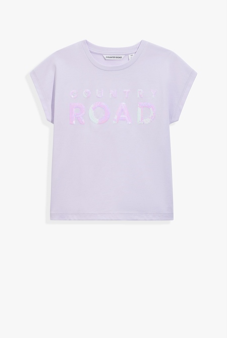 Organically Grown Cotton Sequin Logo T-Shirt
