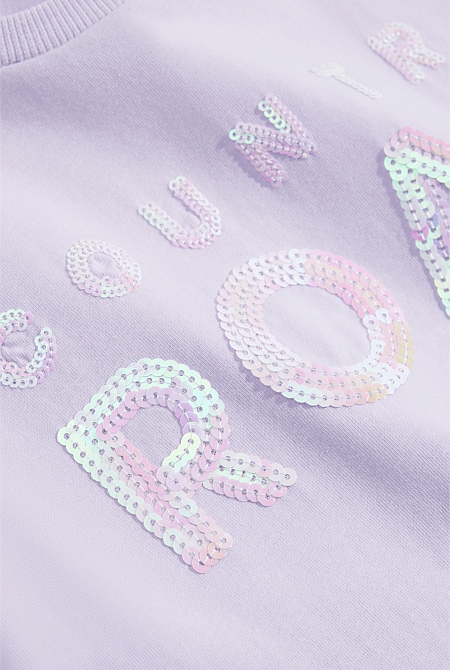 Organically Grown Cotton Sequin Logo T-Shirt