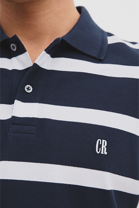 Verified Australian Cotton Stripe Pique Polo