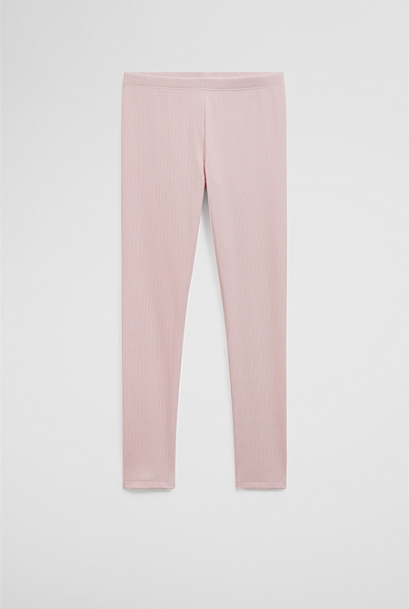 Organically Grown Cotton Blend Solid Rib Legging