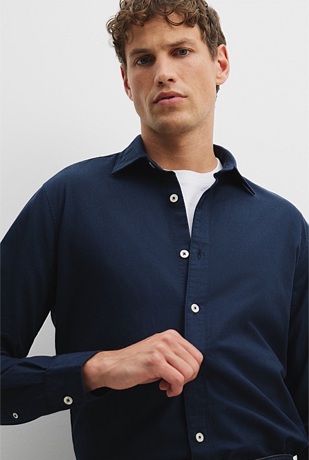 Regular Fit Australian Good Earth Cotton Brushed Twill Shirt