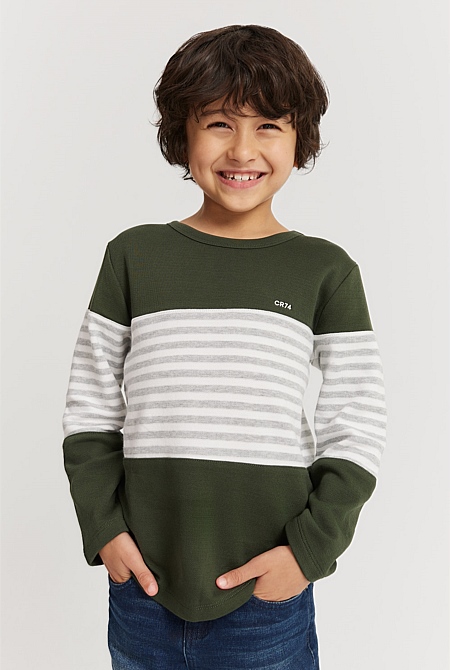 Organically Grown Cotton Block Stripe T-Shirt