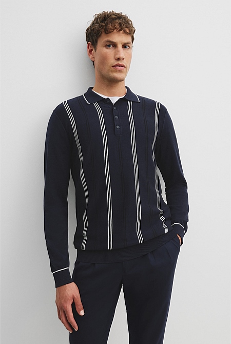 Cotton Silk Stripe Polo