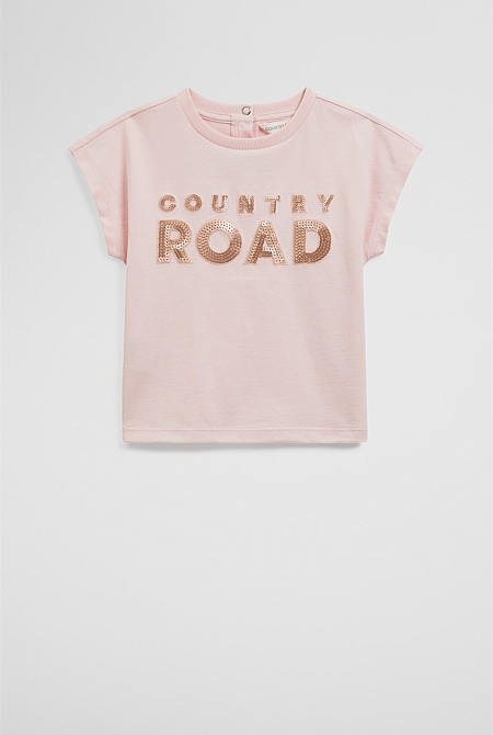Organically Grown Cotton Sequin Logo T-Shirt