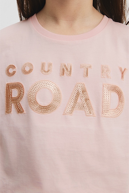 Organically Grown Cotton Sequin Logo T-Shirt