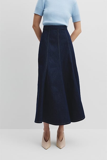 Panelled Denim Skirt