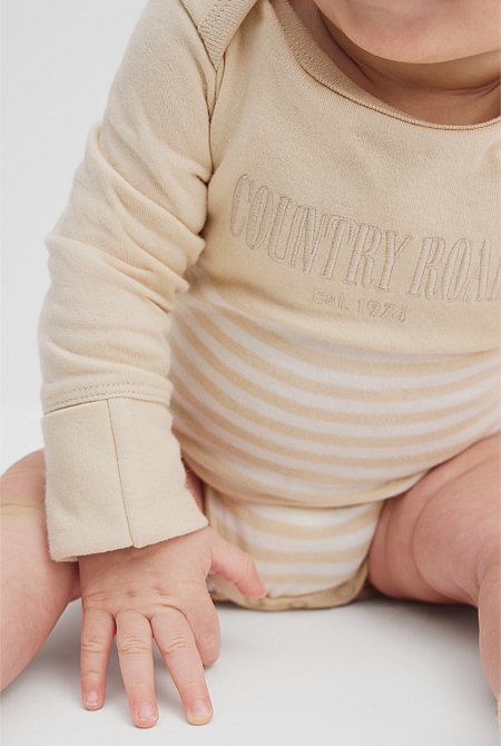 Organically Grown Cotton Stripe Long Sleeve Heritage Bodysuit