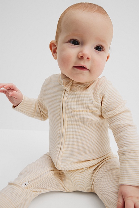 Organically Grown Cotton Stripe Rib Jumpsuit