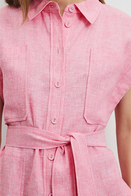 Organically Grown Linen Pocket Detail Dress