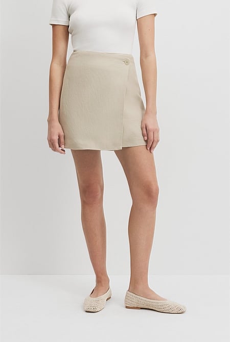 Organically Grown Linen Wrap Mini Skirt