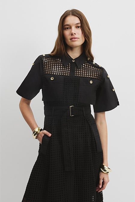 Utility Mesh Midi Dress