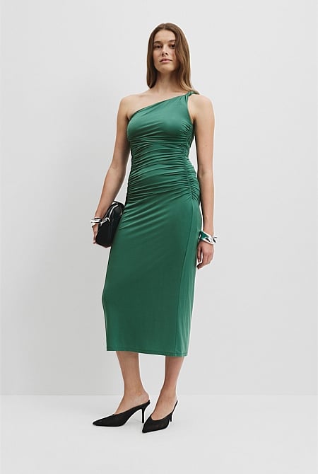 Cupro One Shoulder Dress