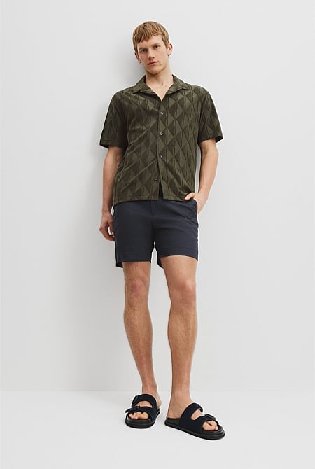 Australian Cotton Blend Tile Terry Short Sleeve Shirt