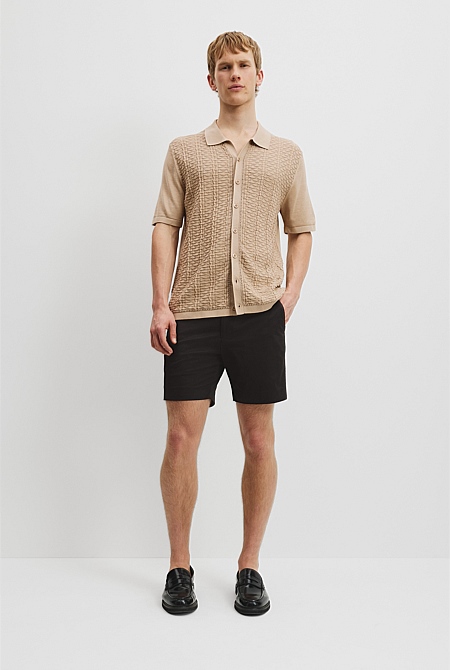 Cotton Silk Textured Knit Shirt