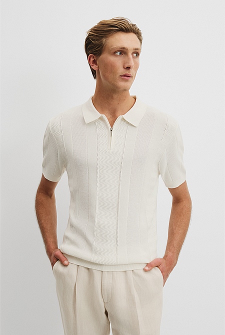 Cotton Silk Multi Textured Polo