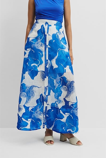 Organza Print Maxi Skirt